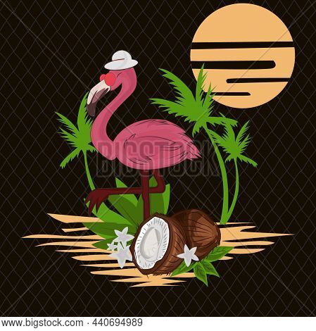 Flamingo Beach Towel Lightweight Pool Towel With Black Background