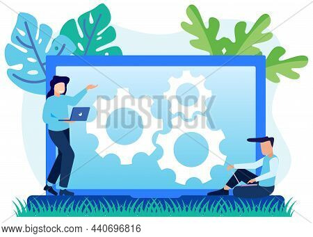 Flat Style Vector Illustration Of Employee Care Idea. Corporate Insurance, Career Development, Benef