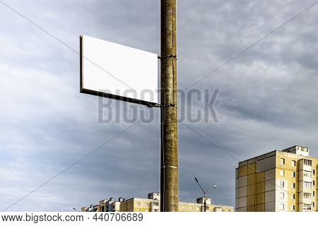 Blank White Lamp Post Banner Poster For Mock Up And Template Design