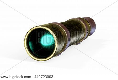 Antique Spyglass, Isolated On White Background, 3d Render