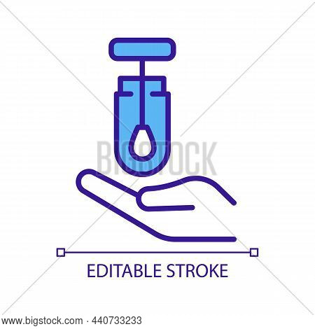Covid Swab Test Rgb Color Icon. Collecting Patient Saliva Into Tube. Nasal Secretions Sample. Corona