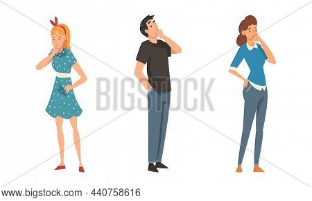 Thoughtful Man And Woman Character Scratching Head Having Question Thinking Over The Matter Vector S