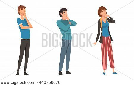 Thoughtful Man And Woman Character Scratching Head Having Question Thinking Over The Matter Vector S
