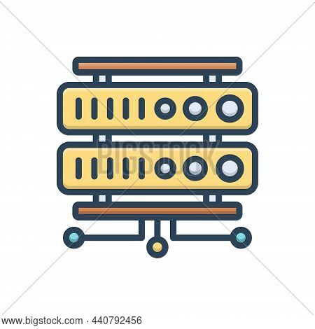 Color Illustration Icon For Rackmount-server Datacenter Website Network Security Technology Datacent