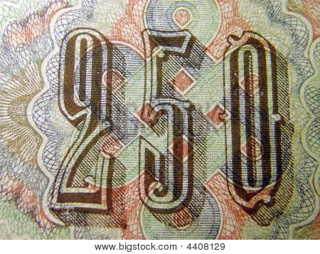 Dwieście pięćdziesiąt, Fragment starych banknotów