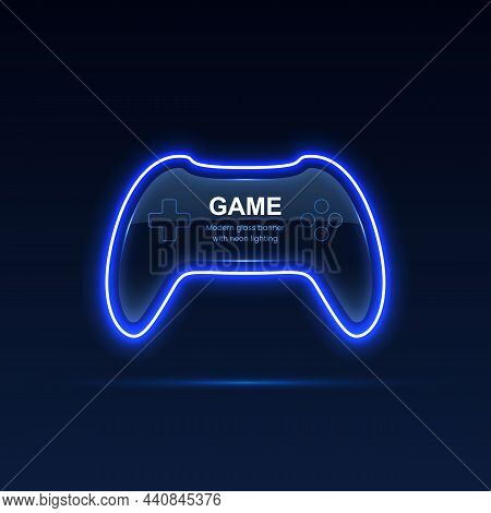 Neon Game Controller. Gaming Gamepad. Vector Eps10.