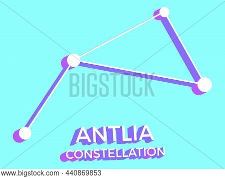 Antlia Constellation 3d Symbol. Constellation Icon In Isometric Style On Blue Background. Cluster Of