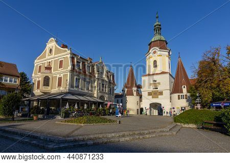 Krems, Austria - October 2021: Central Square In Krems, Wachau Valley