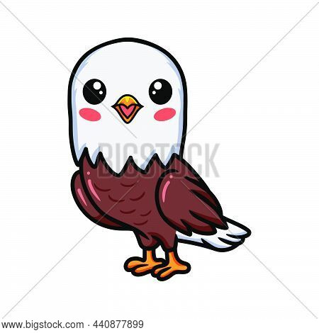 Vector Illustration Of Cute Little Eagle Cartoon Standing