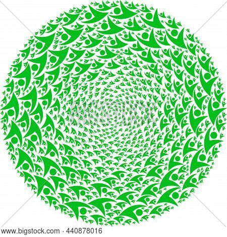 Eco Man Icon Rotation Spheric Mosaic. Eco Man Items Are Organized Into Globula Twirl Vector Illustra