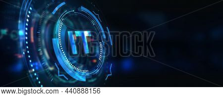 It Consultant Presenting Tag Cloud About Information Technology. 3d Illustration