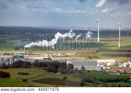 Aerial View Industrial Area Near Brilon In German Sauerland