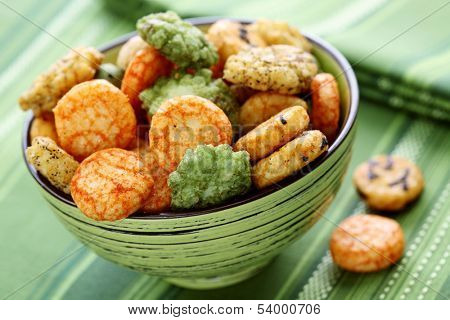 Wasabi snack in green bowl