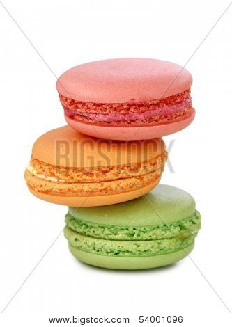Colorful macaroons isolated on white background