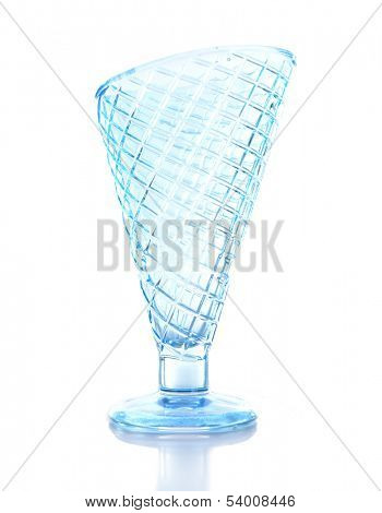 Empty glass ice cream dish isolated on white