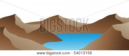 Illustration of Mountain Lake Cartoon isolated on a white background