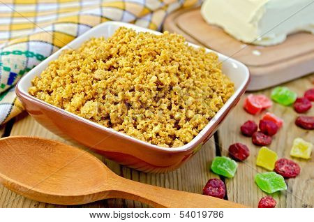 Curd Red In Bowl With Candied Fruits On The Board