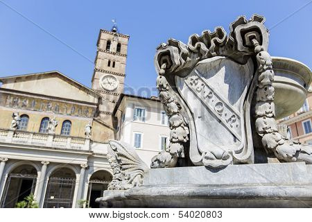 Piazza Di Santa Maria In Trastevere In Rome, Italy