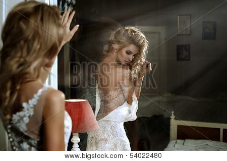 Two beauty women in room