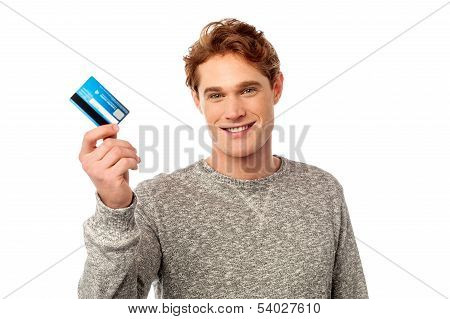 Cool Guy Showing His Credit Card