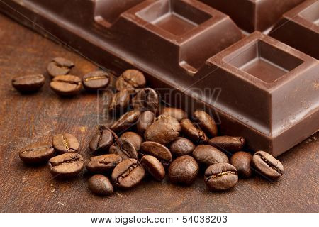 dark chocolate and coffee beans