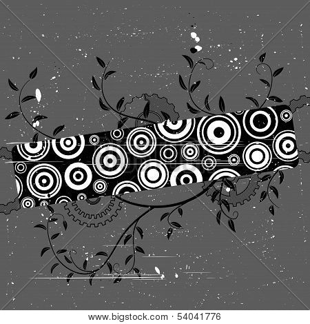 Grunge Banner With Concentric Circles.