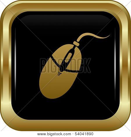 Black Gold Computer Mouse Icon.