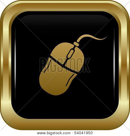 Black Gold Computer Mouse Icon.