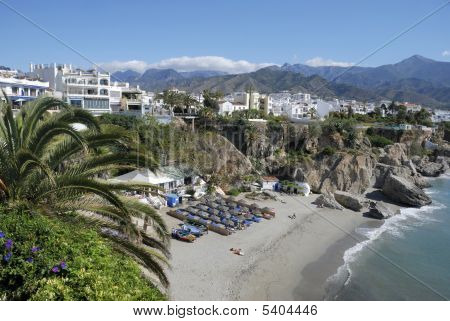 The Beach Of Nerja In Spain.