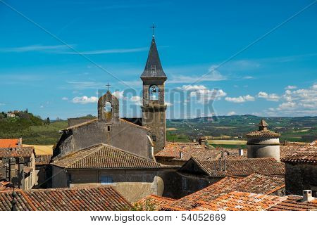 View over Lautrec village rooftops, France 