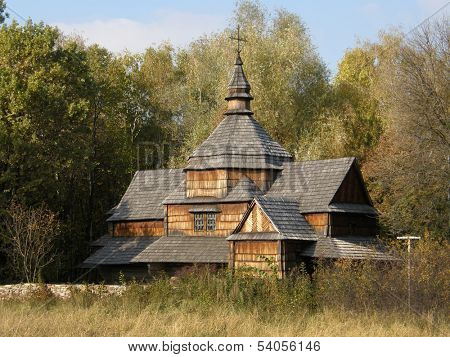 Wooden church . Pyrohiv. Kiev. Ukraine.