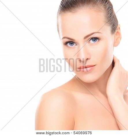 Beauty Woman. Beautiful Young Female touching Her Skin. Healthcare. Perfect Skin. Beauty Face.