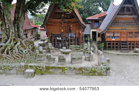 The Stone Chairs Of Ambarita Where Tribal Elders Held Council.