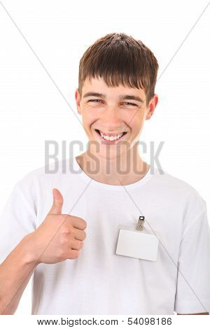 Teenager With Empty Badge