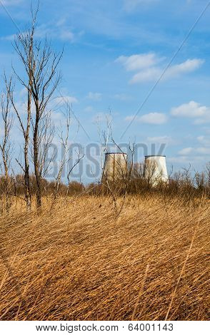 Cooling Towers Of The Cogeneration Plant Near Kyiv, Ukraine
