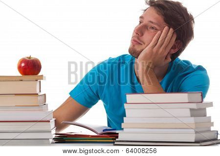Distracted Student In Library