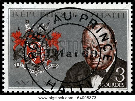 Vintage Haiti Postage Stamp With Portrait Of Winston Churchill