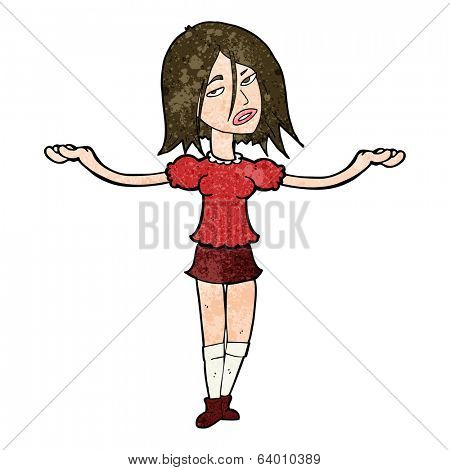 cartoon woman shrugging shoulders