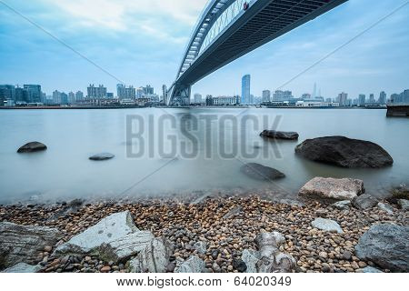 The Lupu Bridge Over Huangpu River In Shanghai