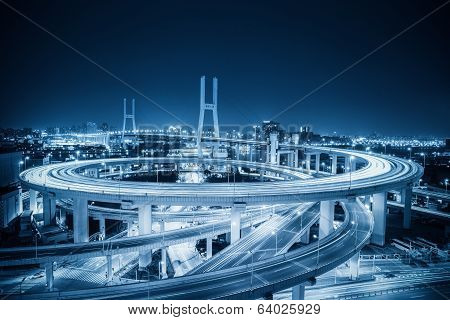 Shanghai Nanpu Bridge At Night