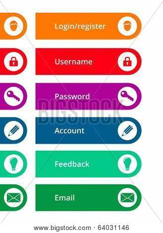 Colorful Rounded Icons And Buttons, Suitable For Flat Design