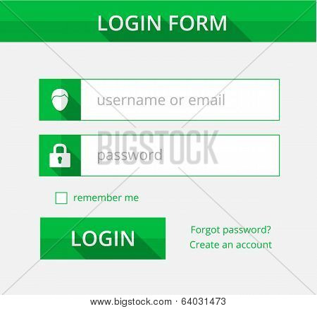 Green Register Form Suitable For Flat Design, Illustration