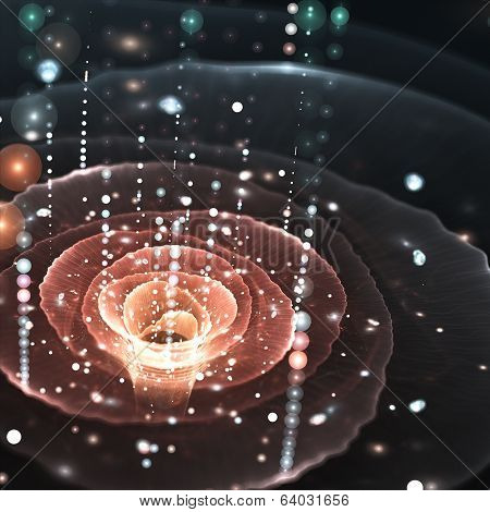 Abstract Flower With Droplets Of Rain - Illustration