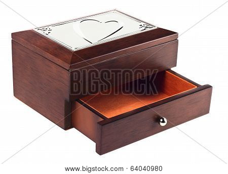 Wooden casket with heart on top