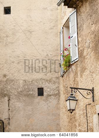 Typical French Windows In The Small Village Balazuc, France