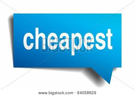 Cheapest Blue 3D Realistic Paper Speech Bubble Isolated On White