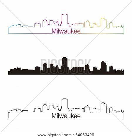 Milwaukee Skyline Linear Style With Rainbow