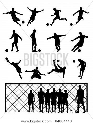 Set Of Sixteen Soccer Football Vector Illustrations