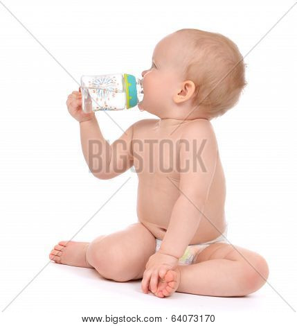Infant Child Baby Toddler Sitting And Drinking Water