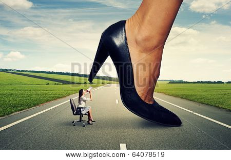 angry woman screaming at big lady boss on the road